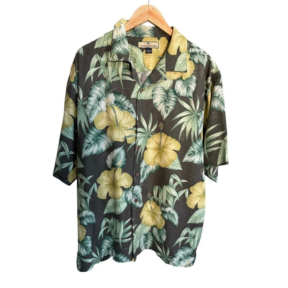 Tommy Bahama Silk Hawaiian Shirt Aloha Floral Print  Up L aloha Island  resort